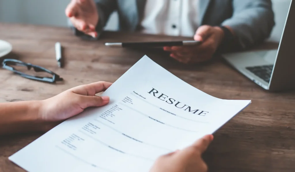 filling out a resume